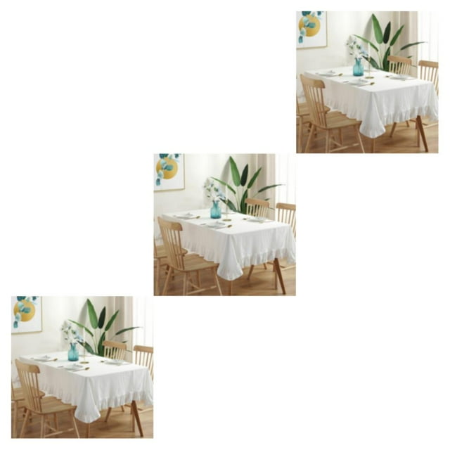 relayinert Vintage Style Cotton Table Cover For Any Dining Table Rectangular Table Tablecloth Dining Tablecloth Table Covers white 100*140CM 3Set