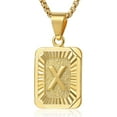thumbnail image 4 of Womens Mens Yellow Gold Filled Letter A-Z Initial Necklace Capital Alphabet Pendant Box Chain Unisex 24Inch, 4 of 5