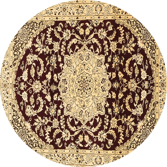 Ahgly Company Indoor Round Medallion Brown Traditional Area Rugs, 8' Round