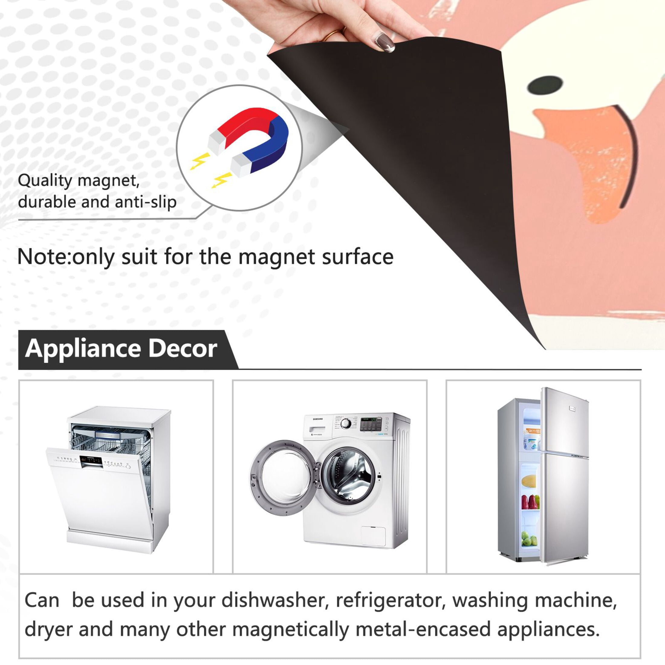 Dishwasher Magnetic Sticker 23x26 Inch Refrigerator Magnetic Sticker Washing Machine Magnetic Sticker Kitchen Panel Magnetic Sticker Home Decor Cute Skateboard Duck