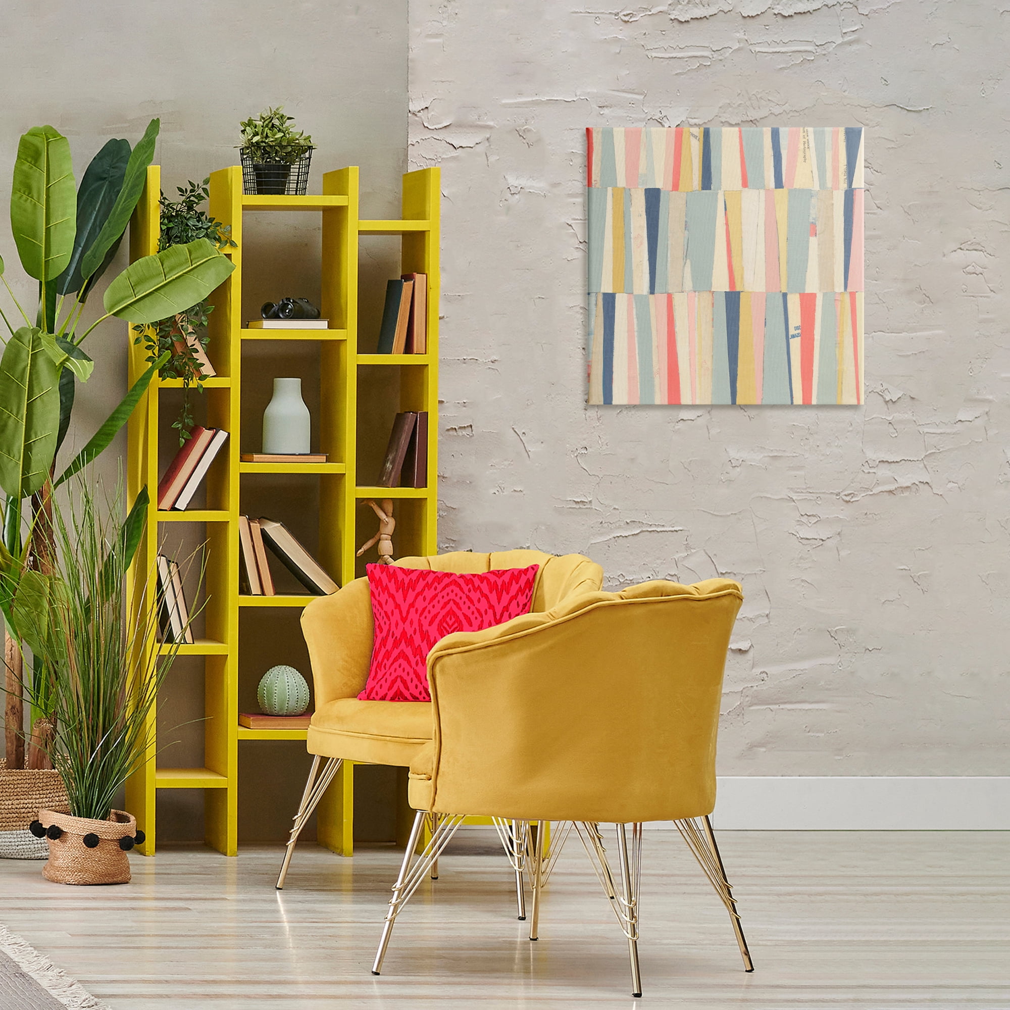 Stupell Industries Pastel Shapes Collage Abstract Painting Gallery Wrapped Canvas Art Print Wall Art, 24 x 24