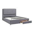 thumbnail image 3 of Stylish Modern Ash Grey Polyfiber Queen Size Bed 1pc Bedframe Master Bedroom Furniture Storage Footboard Upholstery Headboard, 3 of 7