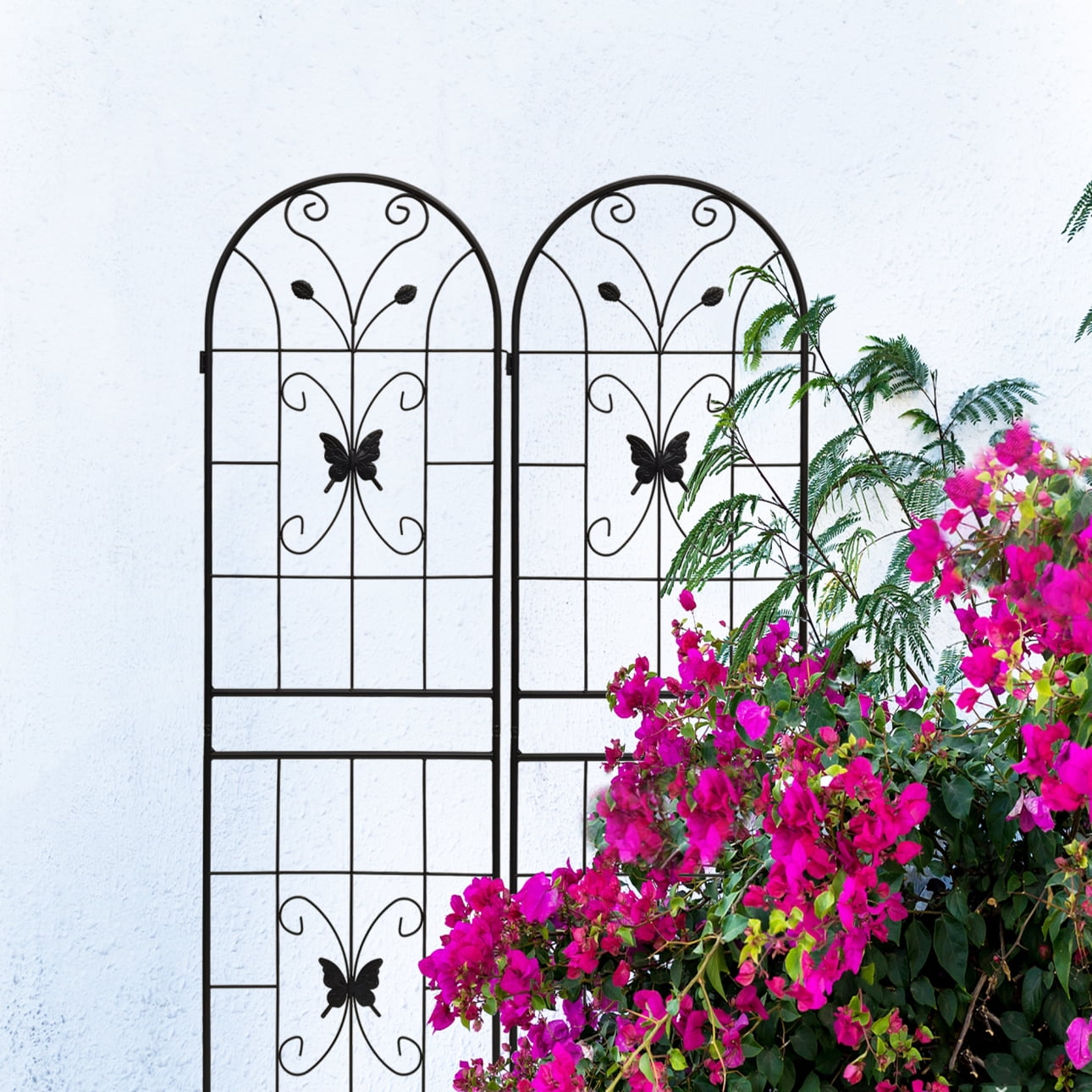 Rustproof Metal Garden Trellis - 71"x19.7" Expanded Size for Climbing Plants, Vegetables, Roses, Cucumbers, Clematis - Black Powder-Coated Finish, Easy Installation