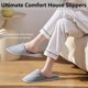 thumbnail image 3 of DECOUE - 6 pares de pantuflas desechables para invitados, antideslizantes, lavables, reutilizables, para casa, hotel, para interiores, para mujeres, hombres, hogar, viajes, 3 White M+3 Grey L (Crystal, 3 of 7