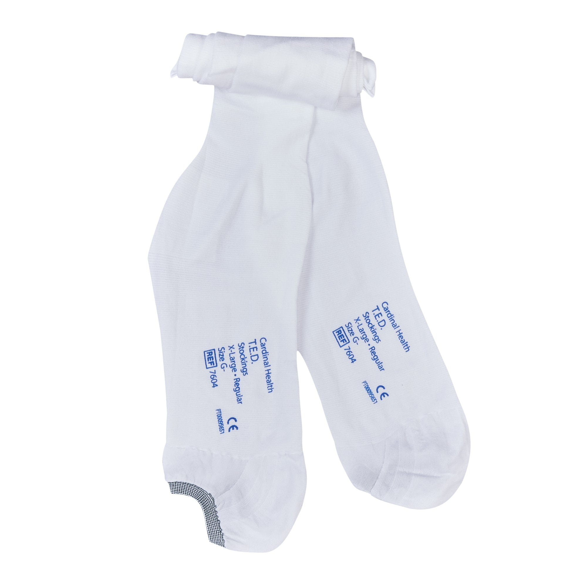 Ted Continuing Care Anti-Embolism Compression Socks, Knee-High, Tube, Graduated, White, XL Long