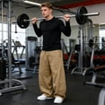 thumbnail image 6 of WIZUTIZ Men's Casual Drawstring Pants Elastic Waist Solid Color Relaxed Fit Polyester Straight Leg Pocket Trousers, 6 of 6