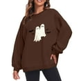 thumbnail image 2 of Inverlee Womens Halloween Sweatshirts Cute Pumpkin Ghost Graphic T-shirt Going Out Round Neck Sweatshirt Long Sleeve Tunic Pullover Tops Halloween Gifts, 2 of 5