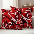 thumbnail image 3 of 2 Pack Outdoor Waterproof Throw Pillows, Abstract Stripe Black White on Red Decorative Square Pillow Case Patio Pillows for Chair Couch Sofa 16x16in, 3 of 9