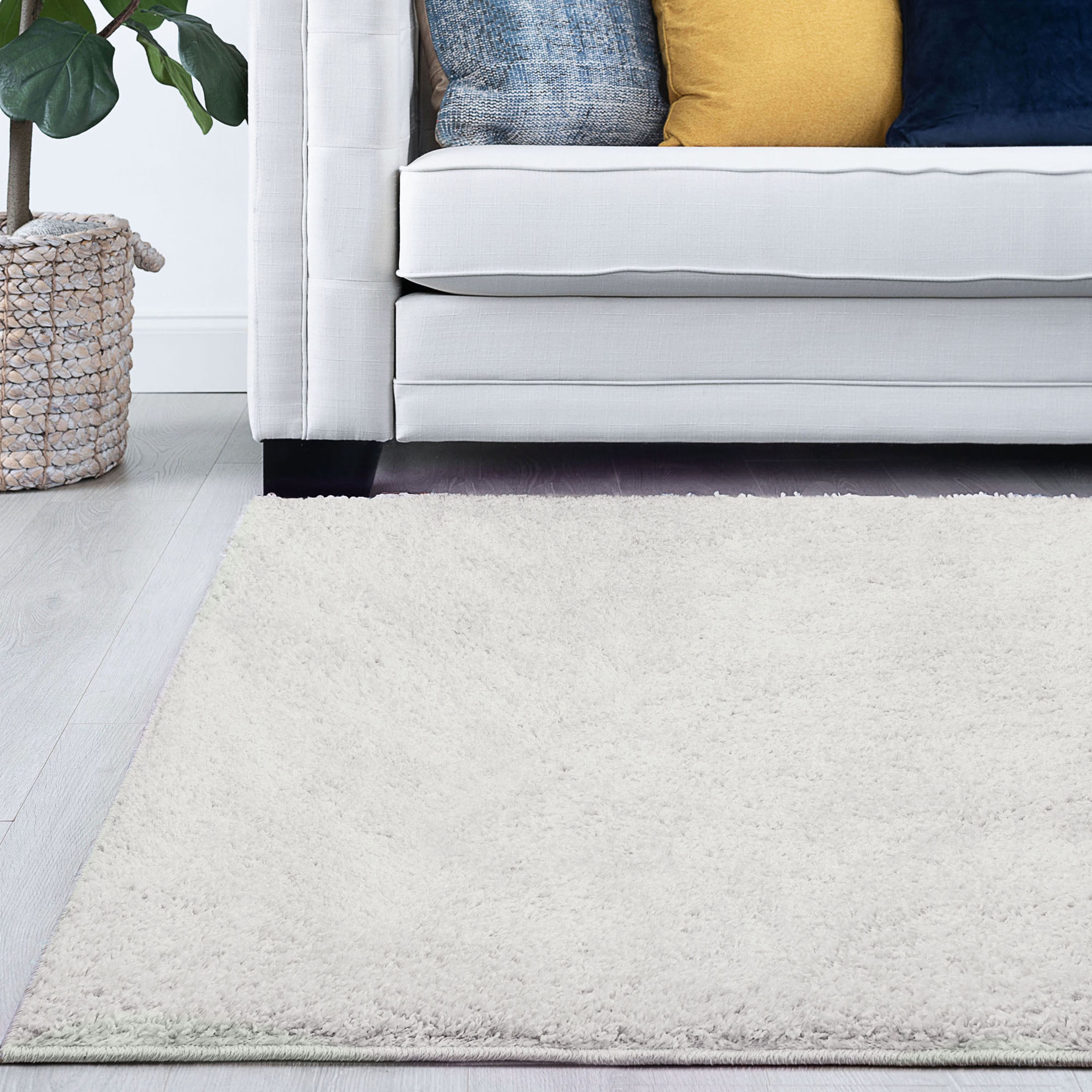 Shag 8x10 Area Rug Thick (7'10'' x 10') Solid Cream Living Room Easy to Clean