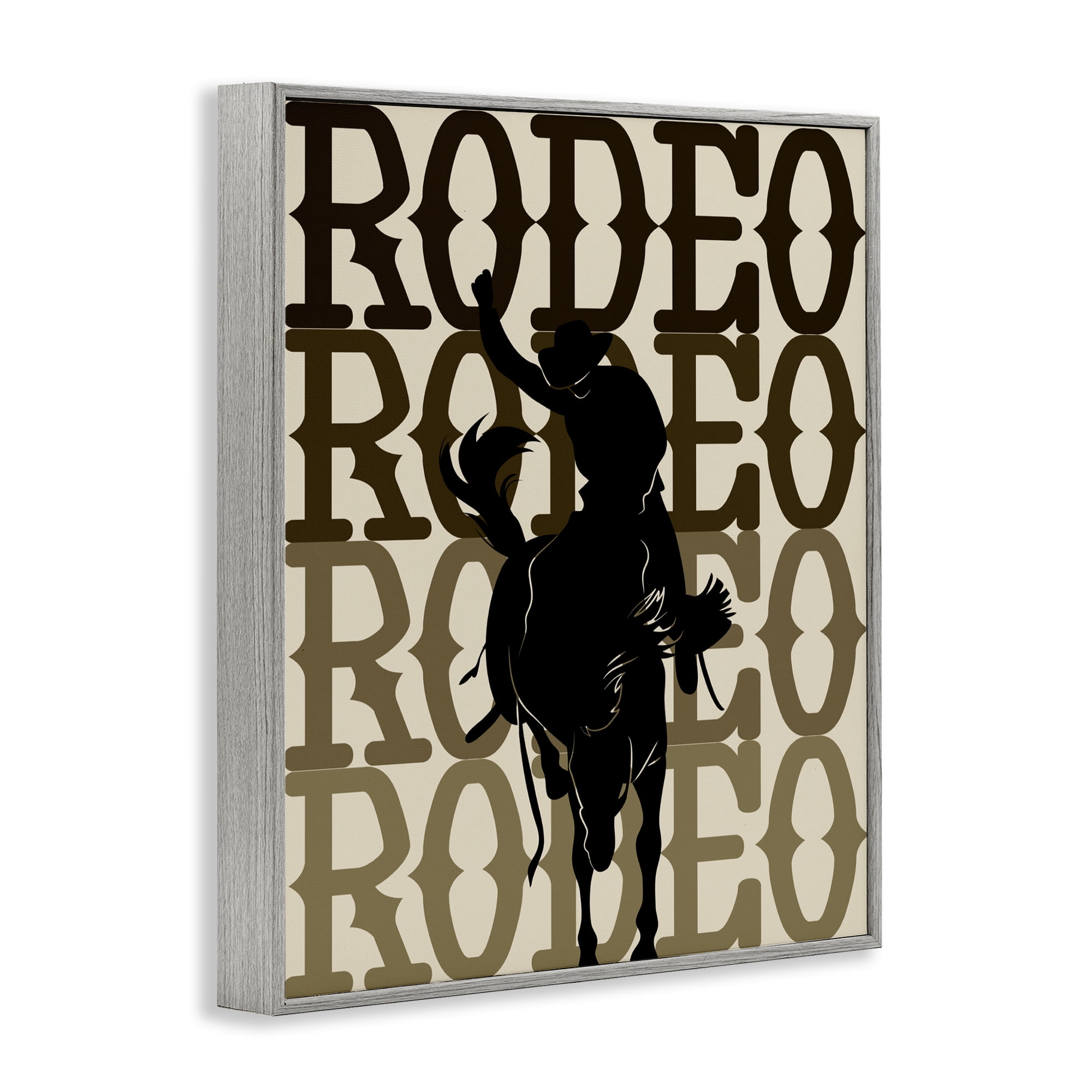 Stupell Industries Rodeo Gradient Cowboy Gray Framed Giclee Art, design by CAD Designs