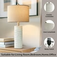 thumbnail image 3 of Oneach Ceramic Table Lamp Set of 2 24" White Contemporary Bedside Nightstand Lamps for Bedroom Living Room, 3 of 15