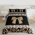 thumbnail image 2 of jejeloiu Cute Cartoon Bowtie Bedding Comforter Set,Kawaii Leopard Print Twin Comforter Sets,Brown Black White Bedding Set For Teens,Super Cozy Room Decor Reversible,2-Piece, 2 of 8