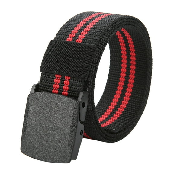 Weikingp Belt Men, Mens Buckle Long Canvas Nylon Waist Belt Metal- Check Belt, Mens Belt, Belts for Men, Leather Belt for Men Red