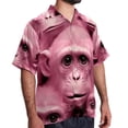 thumbnail image 2 of Pink Monkey Gorilla Men's Short Sleeve Printed Poplin Shirt with Spread Collar Tops - Casual Button Down Summer Beach Shirt for Men and Women, 2 of 6