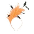 thumbnail image 2 of Red Black Feather Fascinator Headband Elegant Party Hair Accessory for Wedding Cocktail Event, 2 of 6