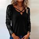 thumbnail image 5 of Xuyuer Women's Sequined Patchwork Long Sleeve V-Neck Top, Glamorous Evening Blouse for Parties, Holiday Events and Special Occasion Statement Outfits, 5 of 8
