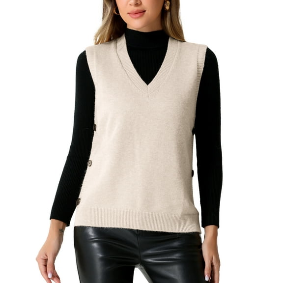 INSPIRE CHIC Knit Sweater Vest Top for Women's Sleeveless Ribbed V Neck Pullover Vests