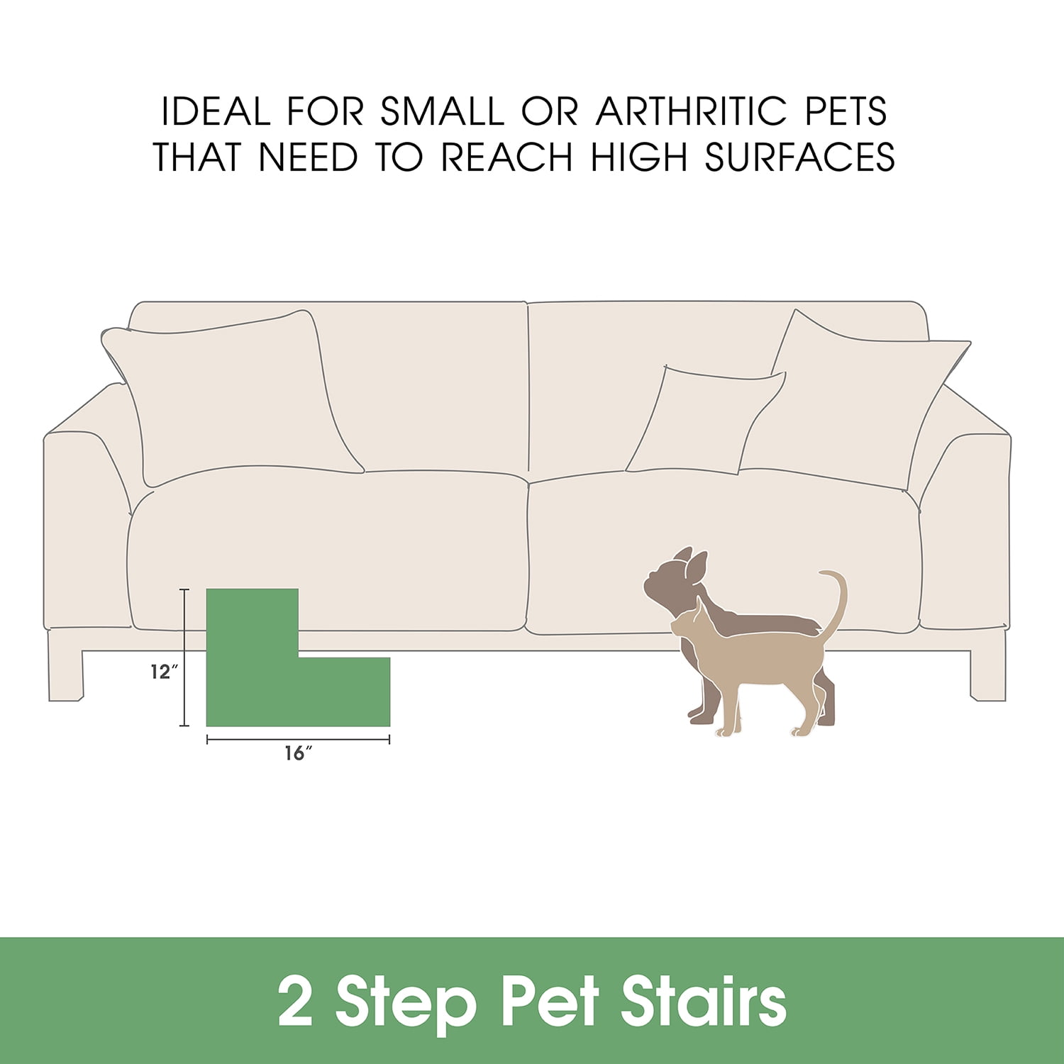 Pefilos 12" Pet Stairs for Small Pet, 2-Step Stairs for Beds and Couch, Non-Slip Balanced Indoor Step, Beige Pefilos 12" Pet Stairs for Small Pet, 2-Step Stairs for Beds and Couch, Non-Slip Balanced Indoor Step, Beige