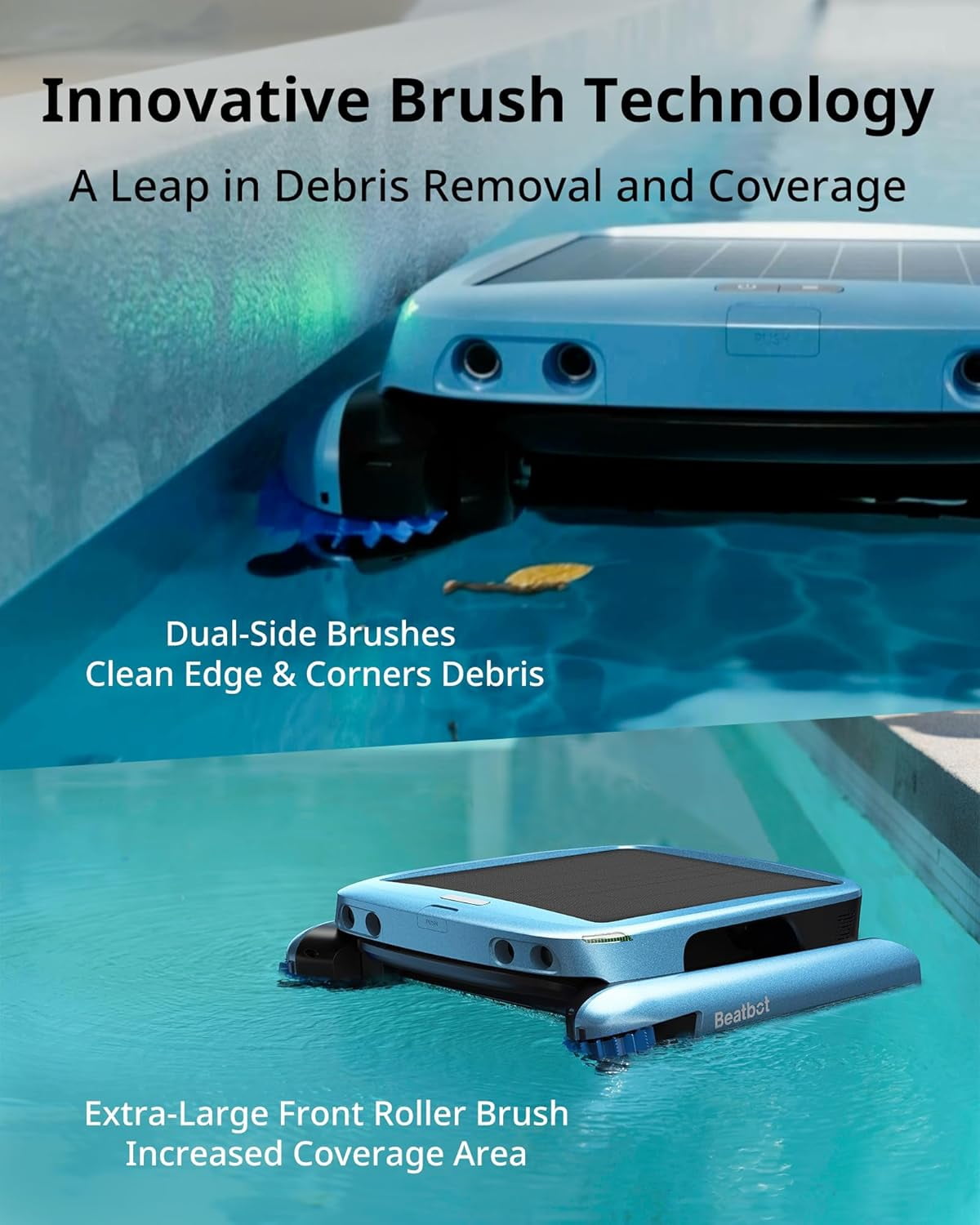 iSkim Ultra Solar Powered Robotic Pool Skimmer - 24/7 Cleaning, Solar & Magnetic Wireless Charging, Water Clarification, Edge & Corner Cleaning, S-Path Optimization, App Control, Ice Blue