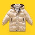 thumbnail image 2 of Ketyyh-chn99 Toddler Jacket Baby Kids Girls Sweater Coat Boys Winter Thick Warm Button Long Hooded Puffer Heavy Jacket kids Winter Thick Padded Coats Yellow,8-9 Years, 2 of 3