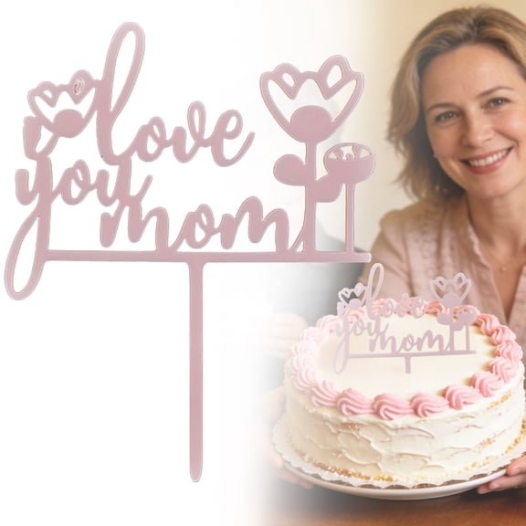 Clearance Sale under $5 Mother's Day Cake Toppers - 12 Pcs Flower Heart Cake Decoration Picks, Food-Safe Paper Material, Perfect for Mom's Birthday, Mother's Day Celebrations