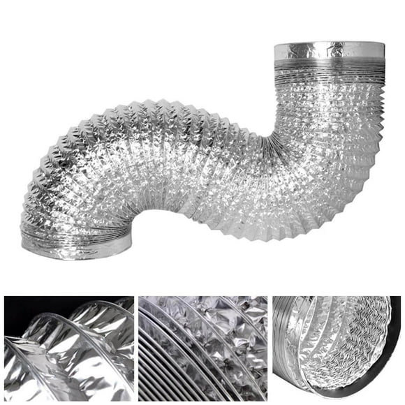 Conduit de Ventilation en Aluminium Double Couche Épaissie Conduit d'Air Diamètre 4 Pouces Tuyau Flexible, Conduit Flexible en Aluminium pour Sécheuse Extracteur Ventilateur
