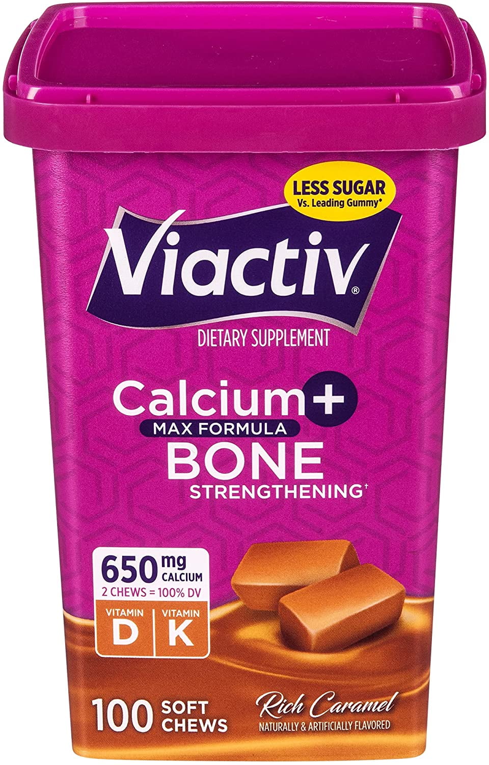 Viactiv Calcium + Vitamin D Supplement Soft Chews, Caramel, 100-Count