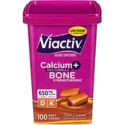 Viactiv Calcium + Vitamin D3 Supplement Soft Chews, Caramel (100 Chews) Calcium for Bone Health