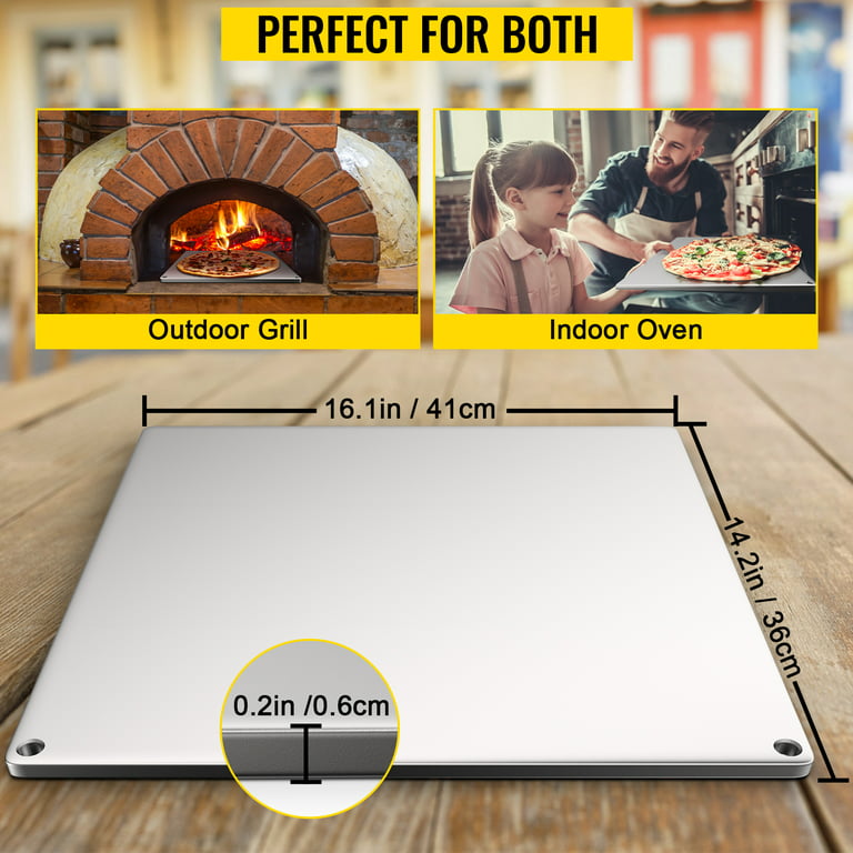 VEVOR Steel Pizza Stone, Solid Steel Baking Steel, 16 x 14 Steel Pizza  Plate, 0.2 Thick Steel Pizza Pan, High-Performance Pizza Steel for Grill  and