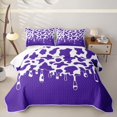 thumbnail image 2 of Manfei Vintage Cow Spot Bed Spread Queen 3pcs,Abstract Animal Spot Queen Coverlet Set,Violet White,1 Quilt and 2 Pillowcases, 2 of 7