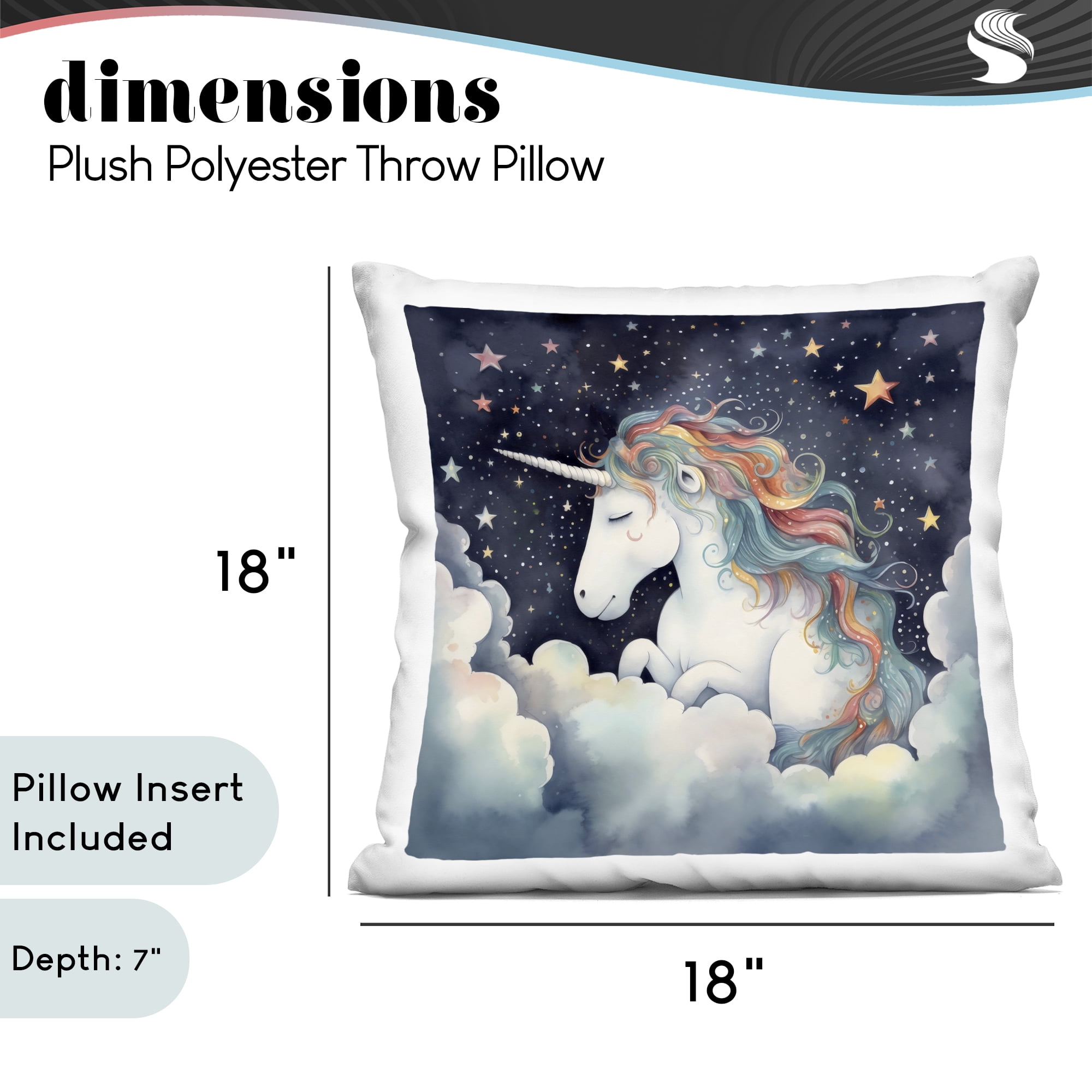 Stupell Industries Sleepy Unicorn in Starlit Clouds Decorative Printed Throw Pillow, design by Creative Studio, 18 x 7 x 18