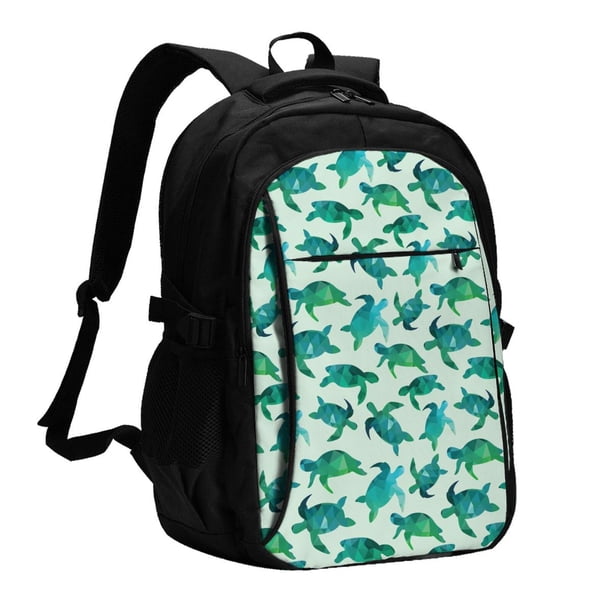 Balery Green Sea Turtle Mochila con carga USB para hombre y mujer - Mochila impermeable y antirrobo para laptop con puerto USB para viajes, trabajo