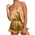 thumbnail image 2 of QENGING Womens Pajama Sets Clothes Casual Print Colorblock Frill Hem Set Housewear Sexy Suspender Vest Suit, 2 of 9