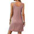 thumbnail image 2 of Vestido sin mangas de primavera/verano para mujer: cuello redondo, color liso, corte holgado, informal/relajado, mezcla de poliéster, 2 of 8