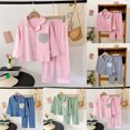 thumbnail image 4 of Mnyotv Girls Boys Pajamas Set Long Sleeve Trousers Suits Toddler Night Clothes Soft Comfotable Sleepwear for Kids Size 14-15 Years, 4 of 5