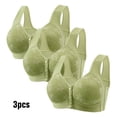 thumbnail image 2 of 2DXuixsh 3Pcs Women's Bras Set Full Coverage Wireless Bras Plus Size Lifting Lace Bra Front Side Without Steel Ring Movement Seamless Gathering Adjustment Sleep Bras Gn1 Size 44, 2 of 3