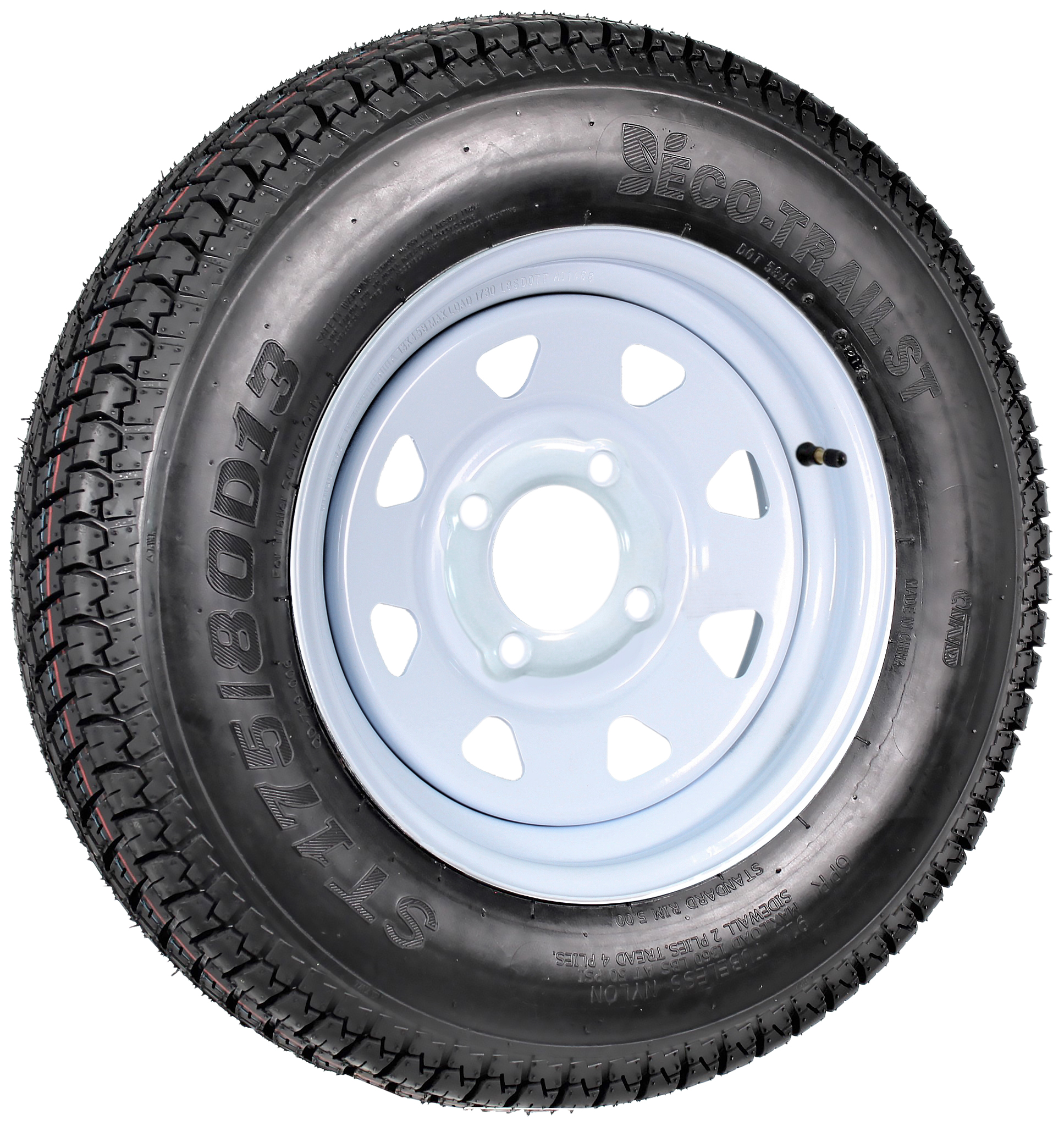 eCustomrim 2-Pack Trailer Tire Rim ST175/80D13 Load C 13 Inch 4 Lug White Wheel