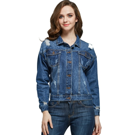 Camii Mia Denim Jacket for Womens Long Sleeve Jean Jacket
