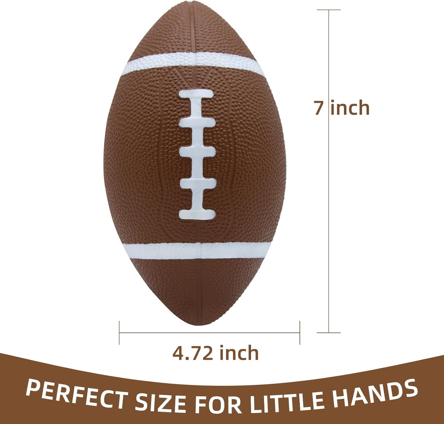 Magicorange 6 Pack Foam Football for Kids Youth Toddlers, 7" Soft Football for Indoor Outdoor Sports, Brown