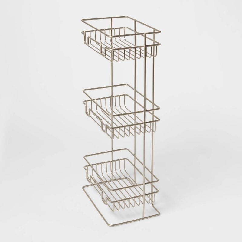 3 Tier Round Wire Shower Storage Tower - Bathroom Organizer with Rust-Resistant Steel