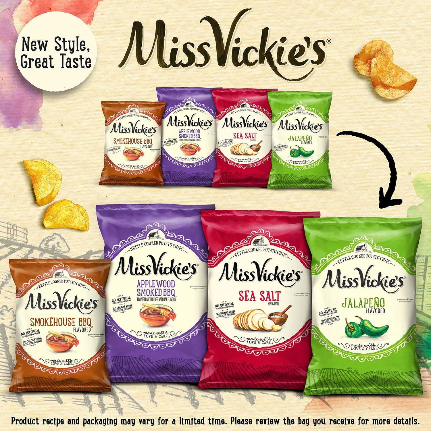 Miss Vickies Kettle Cooked Potato Chips Variety Pack, 30 pk.