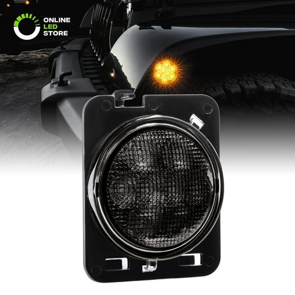 Smoked Lens Amber LED Side Marker Light for 2007-2018 Jeep Wrangler JK & Unlimited - Left