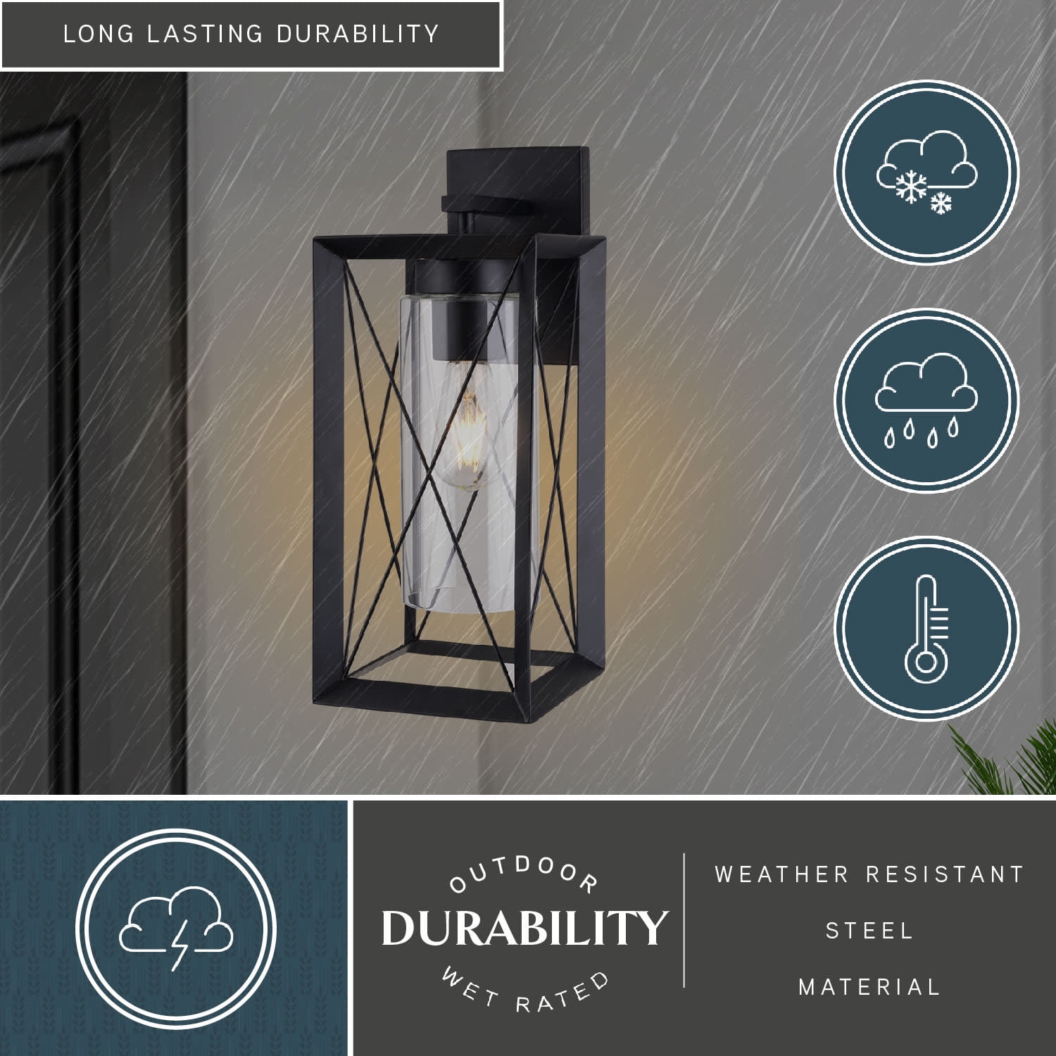 Milton 1 Light Matte Black Transitional Outdoor Wall Lantern Clear Glass