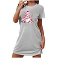 thumbnail image 1 of Camisón corto de talla grande para mujer, camisón de manga corta con estampado en el pecho, camisón corto, 1 of 3