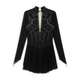 thumbnail image 2 of iiniim Womens Shiny Rhinestones Long Sleeve Figure Skating Dress Mock Neck Dance Performance Black M, 2 of 7