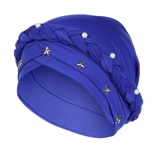 Women Beading Braid India Hat Muslim Ruffle Cancer Chemo Beanie Turban Wrap Cap