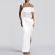 thumbnail image 1 of TaTaai Ladies One Shoulder Sleeveless Solid Color Maxi Dress Ruched Detail Mesh Panel Slim Fit Elegant Formal Wedding Party Wear Gift, 1 of 7