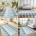 thumbnail image 4 of Large Area Rugs 5'x8', Teal Boho Flowers Carpet Runner Indoor Outdoor Rugs Home Decor Aesthetic, Modern Luxurious Ombre Geometric Floral Non Slip Mats Washable Accent Rug for Living Room Bedroom, 4 of 8