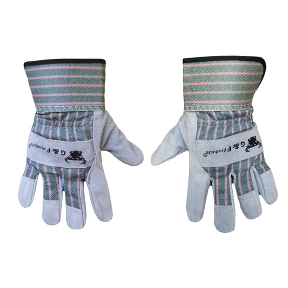 G & F Products JustForKids Leather Garden Gloves, 1 Pair, Genuine Cowhide Leather Kids Work Gloves with Safety Cuff, Ages 4-6, Brown