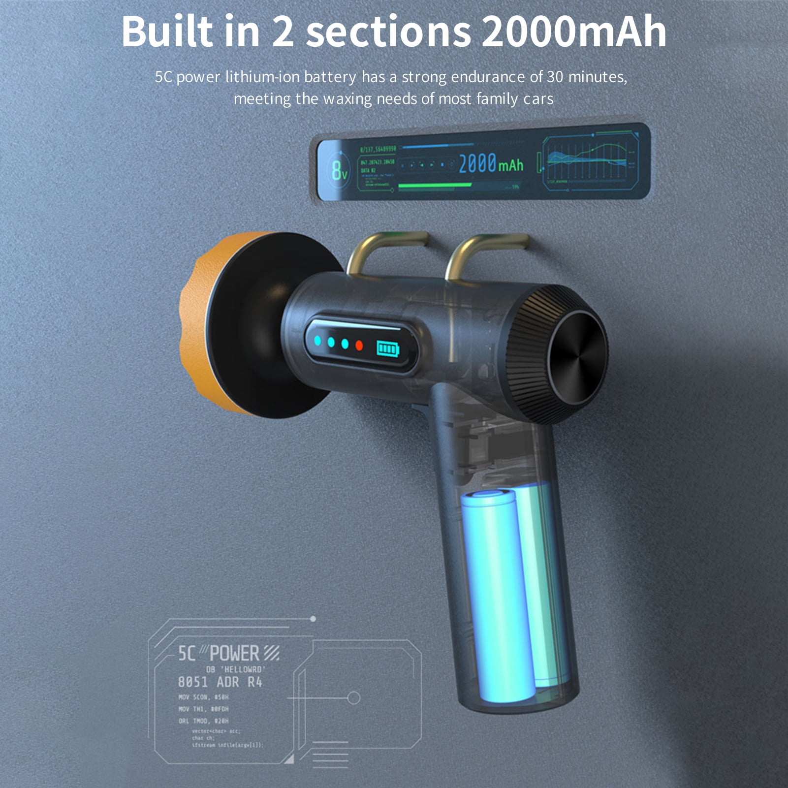 Cordless Car Buffer Polisher: Wireless Polishing Machine - USB Charging, Digital Display - Ideal for Household Car Detailing and Waxing - Achieve Professional Results at Home